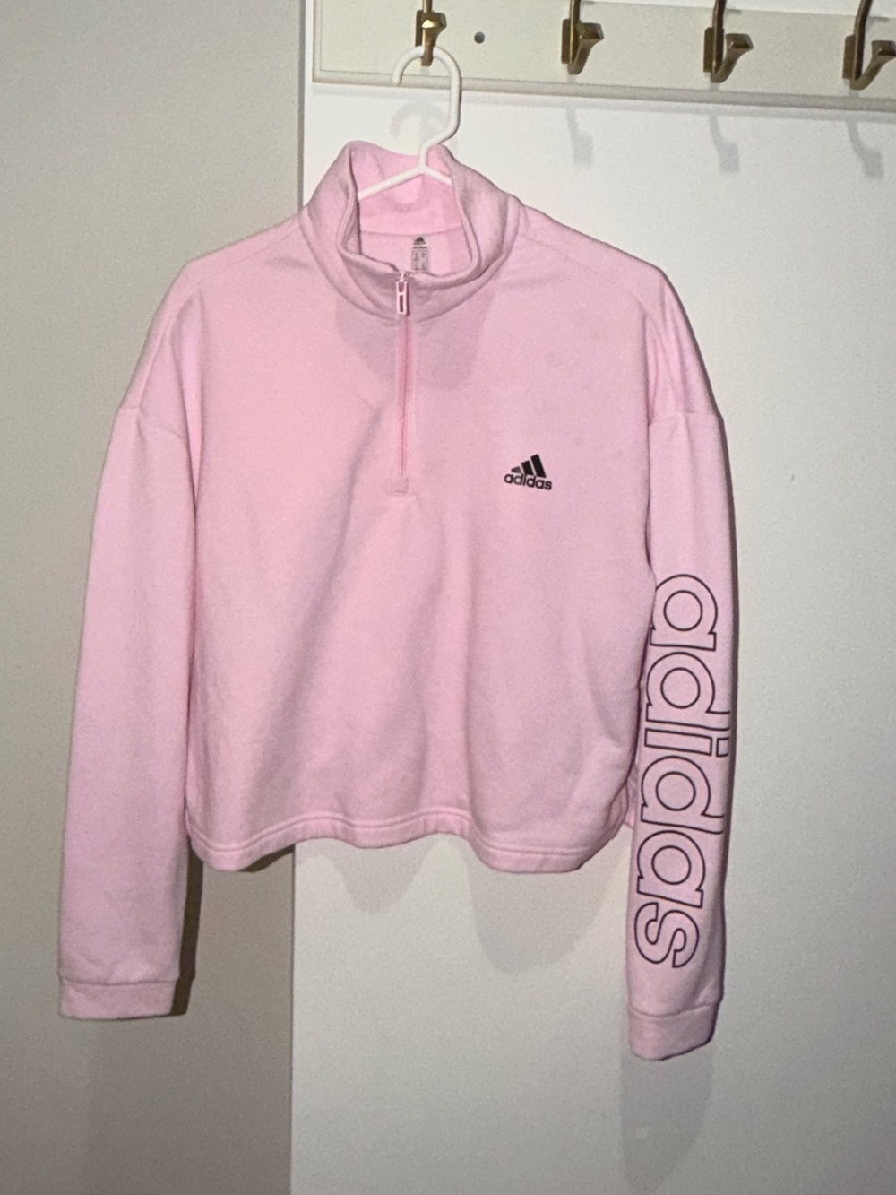 Pink adidas cropped pullover